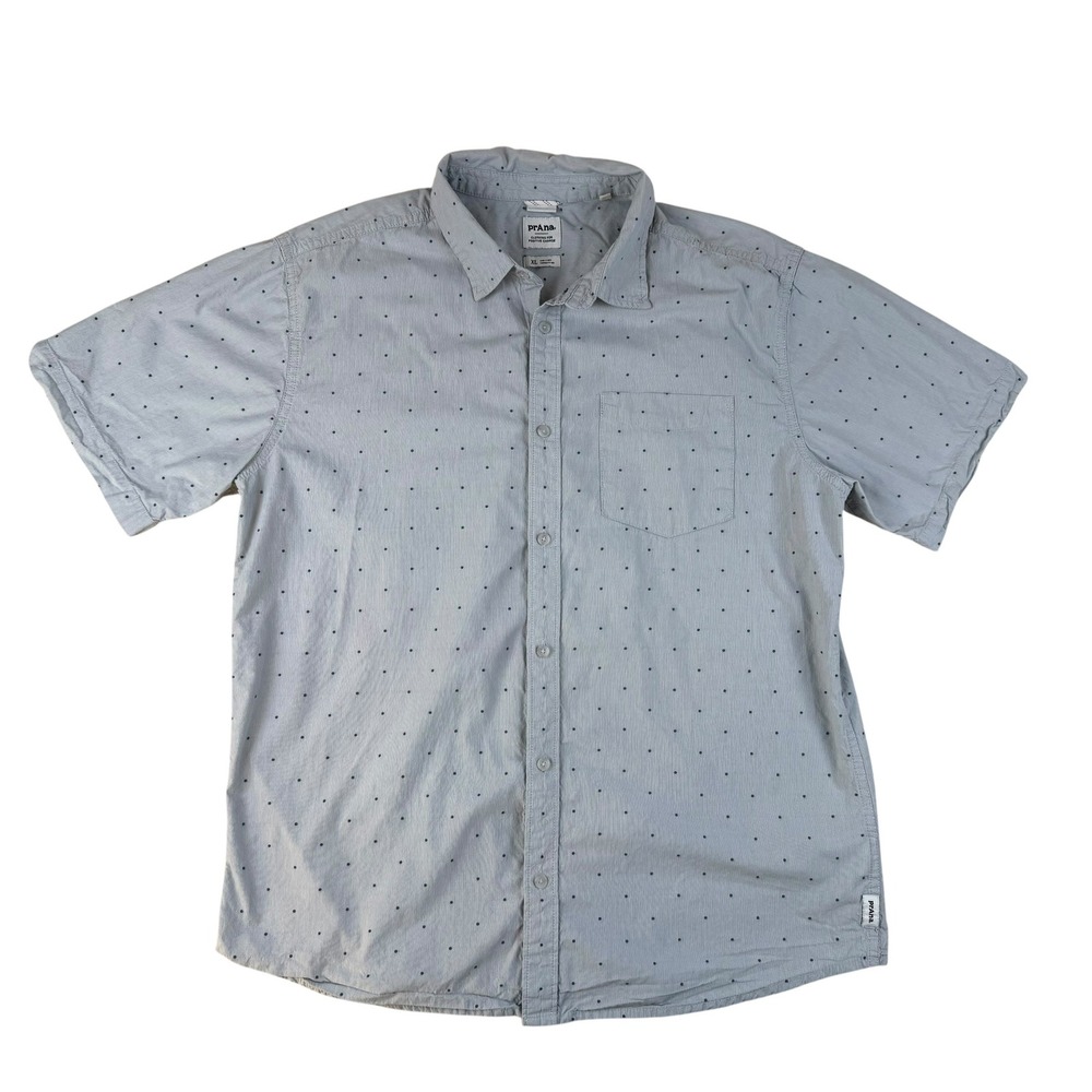 Prana XL Casual Polka Dot Button Down Organic Cotton Slim Fit